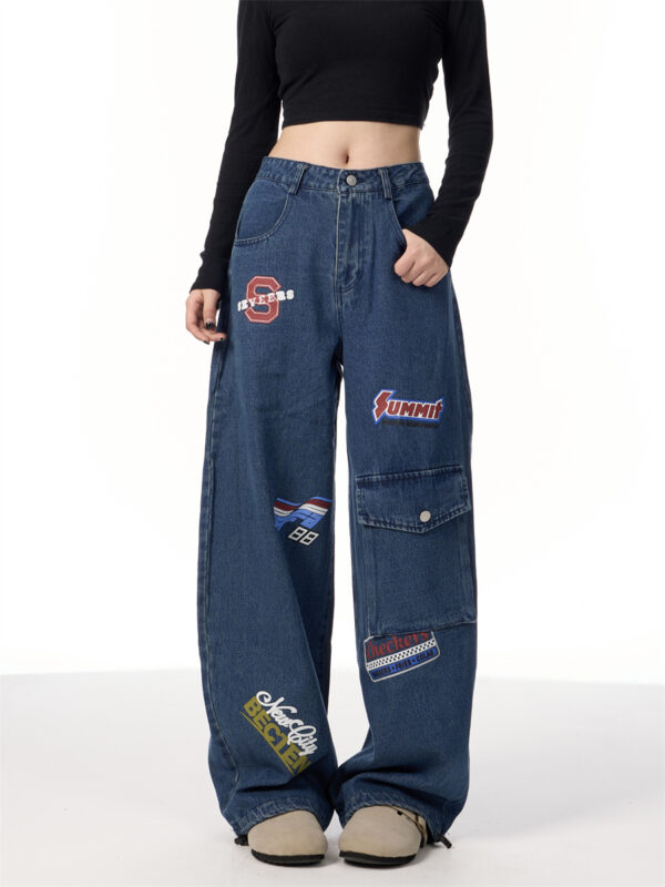 American Retro Stamp Printing Cargo Jeans - Image 7