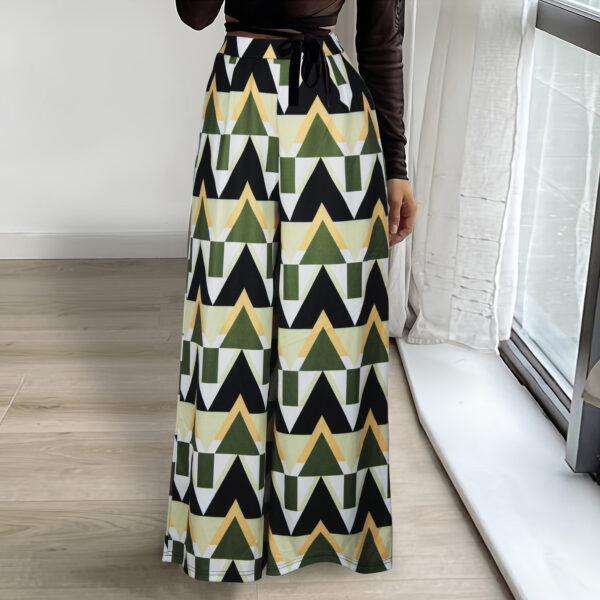 Loose High Waist Wide Leg Printed Straight Casual Pants - Image 6