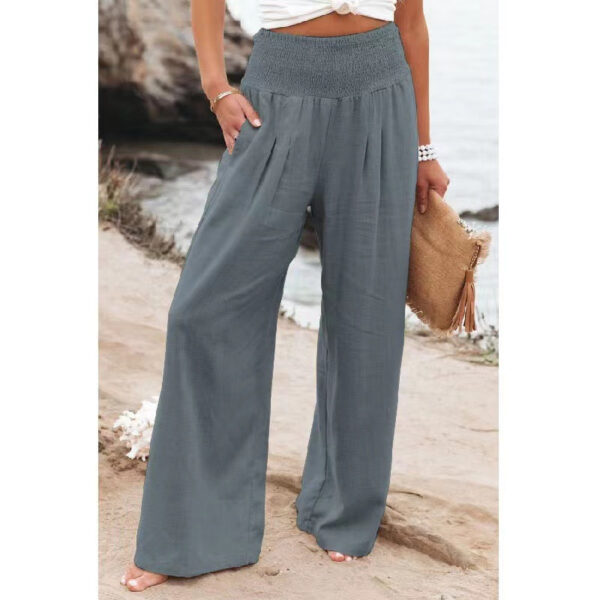 Women's Pants Casual Wide Leg Cotton Linen Loose Trousers - Image 6