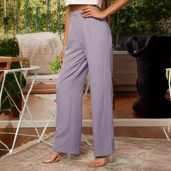 European And American Women's Clothing Elastic Waist Casual Straight Pants Texture Fabric Casual And Comfortable - Image 9
