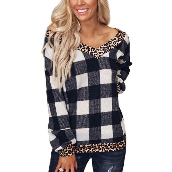 Tie-Dye Printed Leopard Print Stitching Long-Sleeved Sweatshirt - Image 5