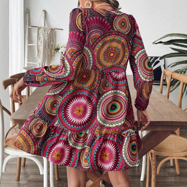 Fashion Printed Long Sleeve Dress Elegant Women - Image 3