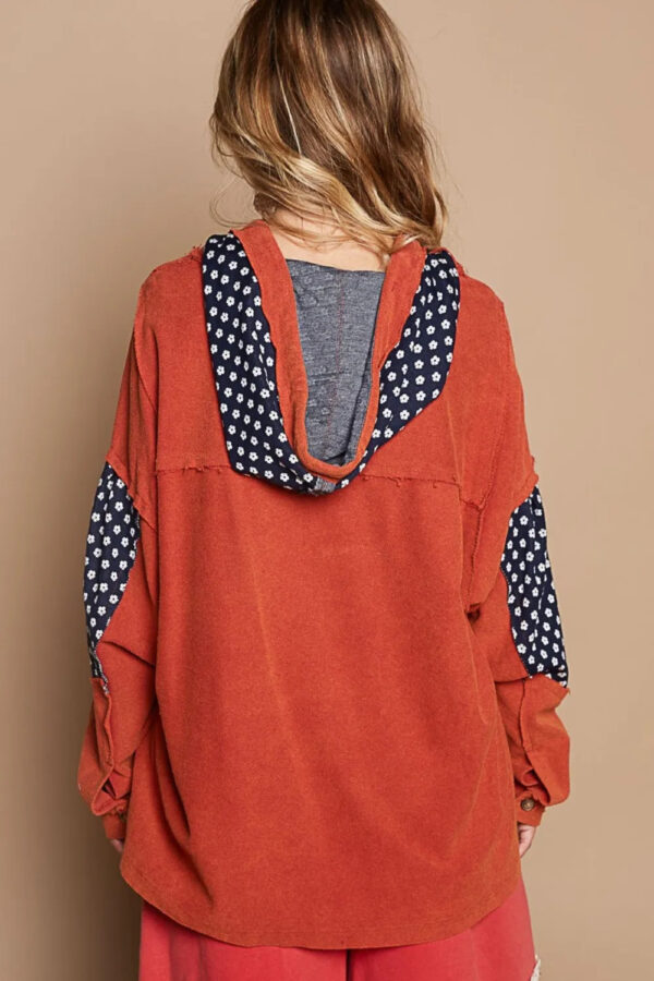 POL Star Patchwork Raw Edge French Terry Hoodie - Image 3
