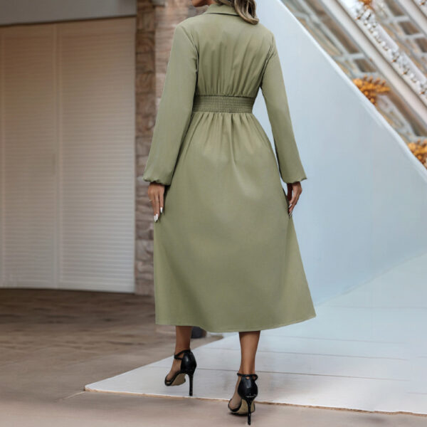 Cardigan Button Lapel Long Sleeve Dress - Image 4