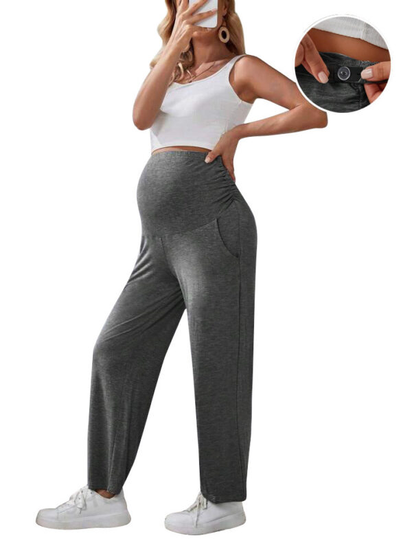 New Female Pregnant Women Straight-leg Pants Loose Clinch Adjustable Plus Size - Image 2