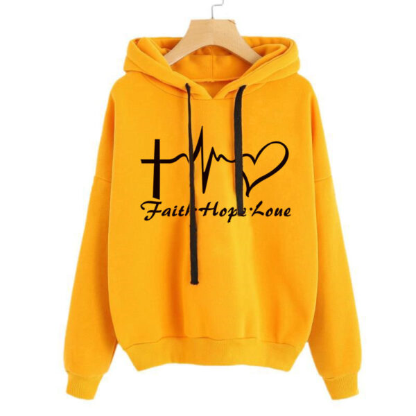 Heart Print Hoodie Sweatshirt Pullover Tops Women Long Sleeve Sports Clothes - Image 3