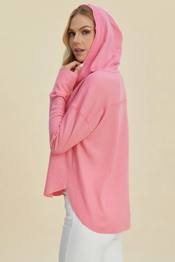 Double Take Full Size High-Low Dropped Shoulder Long Sleeve Hoodie - Image 6