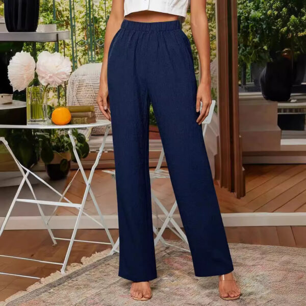 European And American Women's Clothing Elastic Waist Casual Straight Pants Texture Fabric Casual And Comfortable - Image 8
