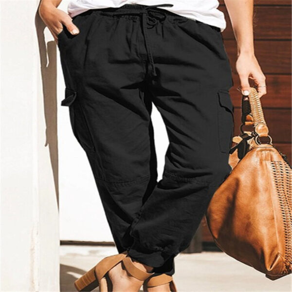 Women Pants Sweatpants Pockets Elastic Waist Jogger Pants Lounge Trousers - Image 3