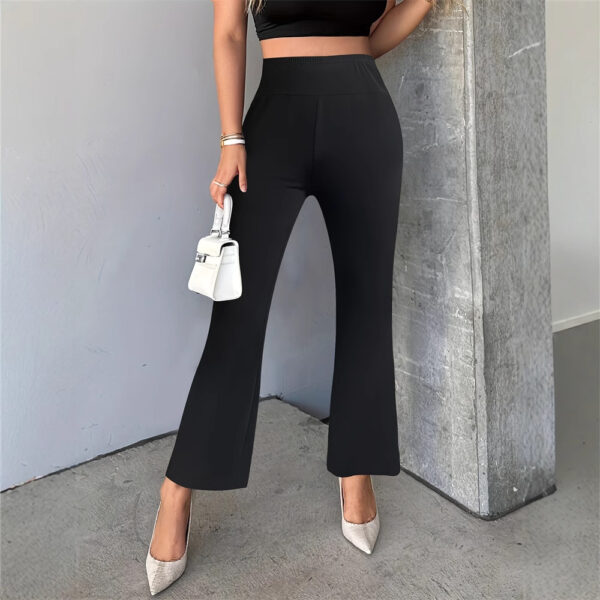 Punk Lace Stitching High Waist Slim Fit Bell-bottom Pants - Image 4