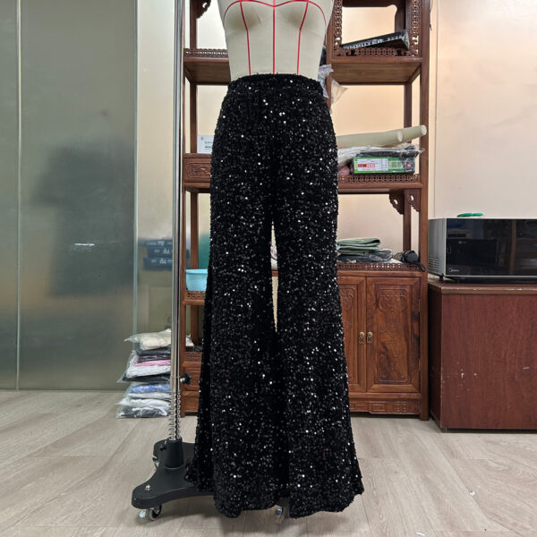 European And American Pure Color Sequins Fashion Casual Wide-leg Pants For Women - Image 5