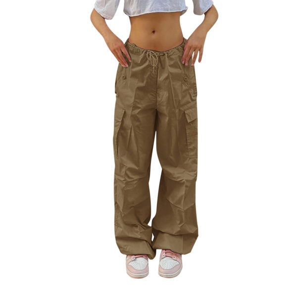 Casual Cargo Pants For Women Solid Color Drawstring Pocket Design Fashion Street Trousers Girls - Image 3
