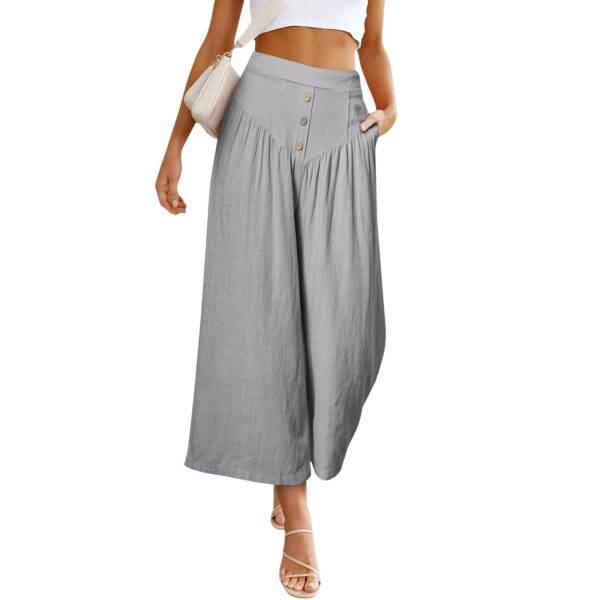 European And American Lazy Relaxed Casual Wide Leg High Waist Women's Cropped Pants - Image 6