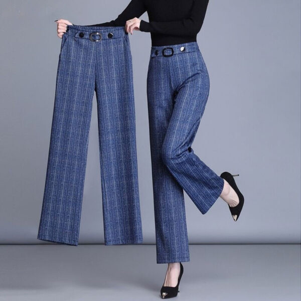 High Waist Plus Size Wide Leg Pants Casual Straight Trousers - Image 7