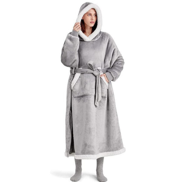 Winter Hoodie Blanket With Button Design Warm Home Clothes Women Men Oversized Pullover - Image 3