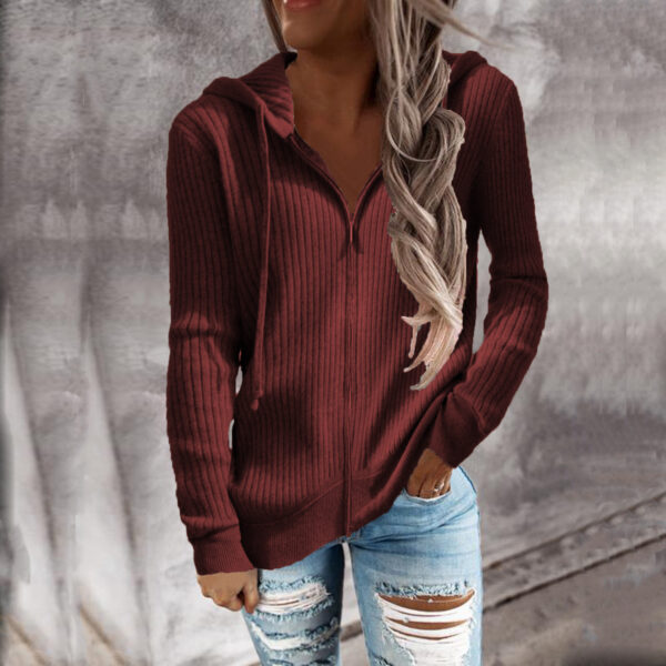 Women's Sweatshirt Loose Zip Long Sleeve Hooded Jacket - Image 4
