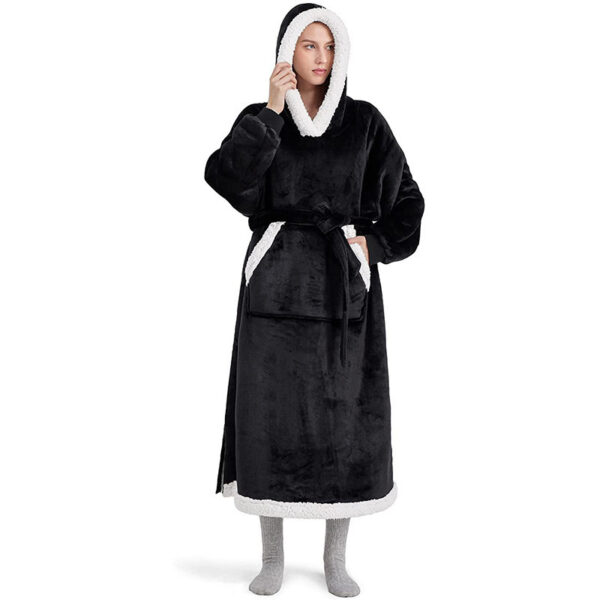 Winter Hoodie Blanket With Button Design Warm Home Clothes Women Men Oversized Pullover - Image 2