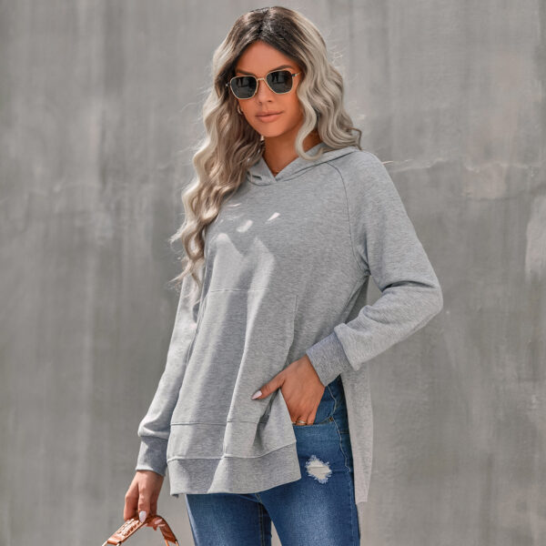 Women's Fashion Hooded Pullover Solid Color Sweatshirt Top