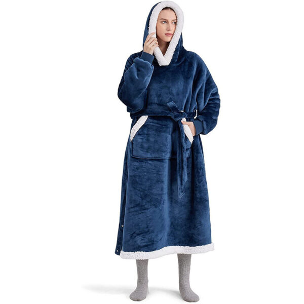 Winter Hoodie Blanket With Button Design Warm Home Clothes Women Men Oversized Pullover - Image 5
