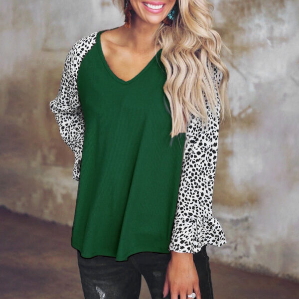 European And American Leopard Print Stitching Casual Top - Image 5