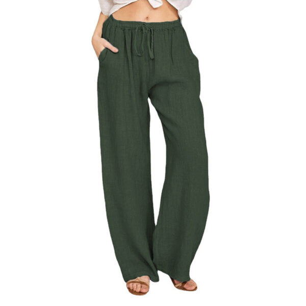 Soft Casual Drawstring Tie Trousers Summer Elastic Waist Loose Jogger Pants With Pockets - Image 10