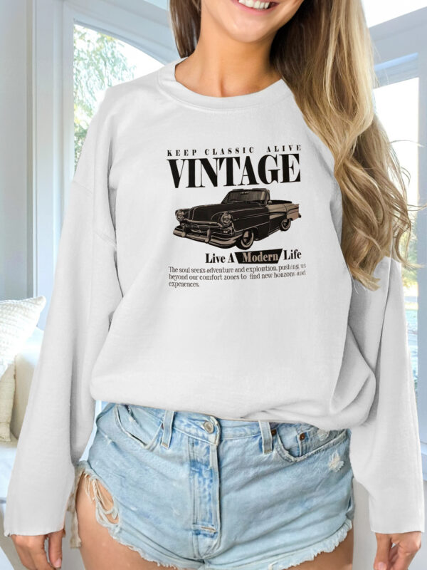 Women's Fashionable Solid Color Printed Long Sleeved Sweatshirt - Image 3