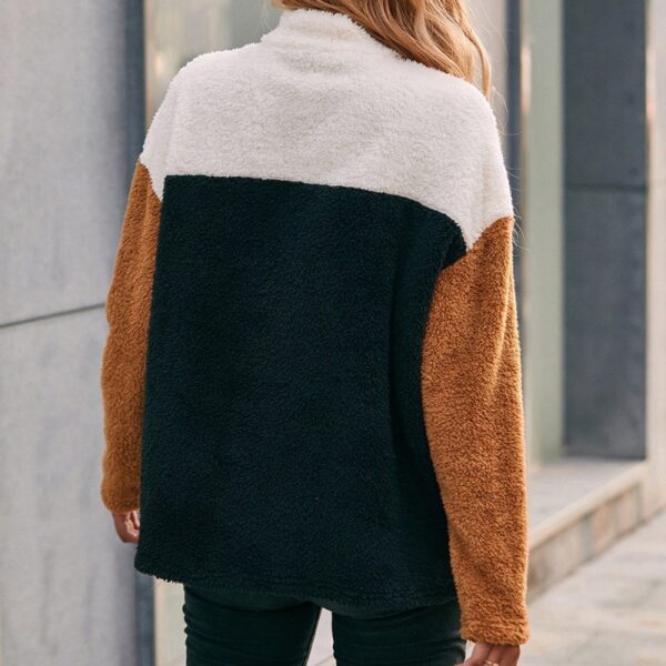 Double Sided Plush Contrast Panel Pocket Sweatshirt - Image 2