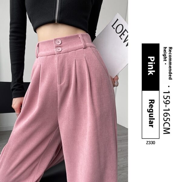 White Corduroy Wide-leg Pants Women's Narrow Straight - Image 8