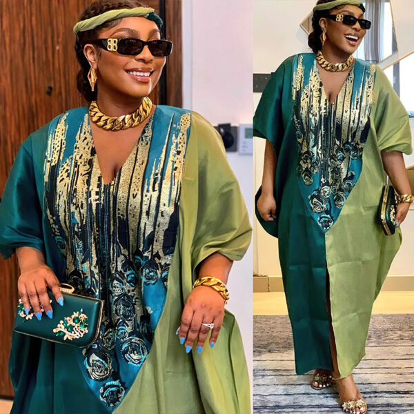 Ethnic Style Loose Plus Size Color-matching Dress - Image 2