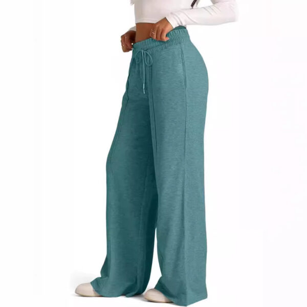 Women's Solid Color Casual Wide Leg Drawstring Elastic Waist Sweatpants - Image 3