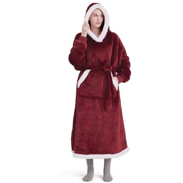Winter Hoodie Blanket With Button Design Warm Home Clothes Women Men Oversized Pullover - Image 10