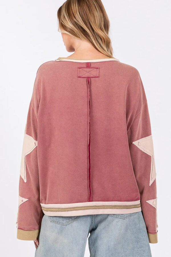 SAGE  FIG French Terry Star Applique Patch Sweatshirt - Image 3