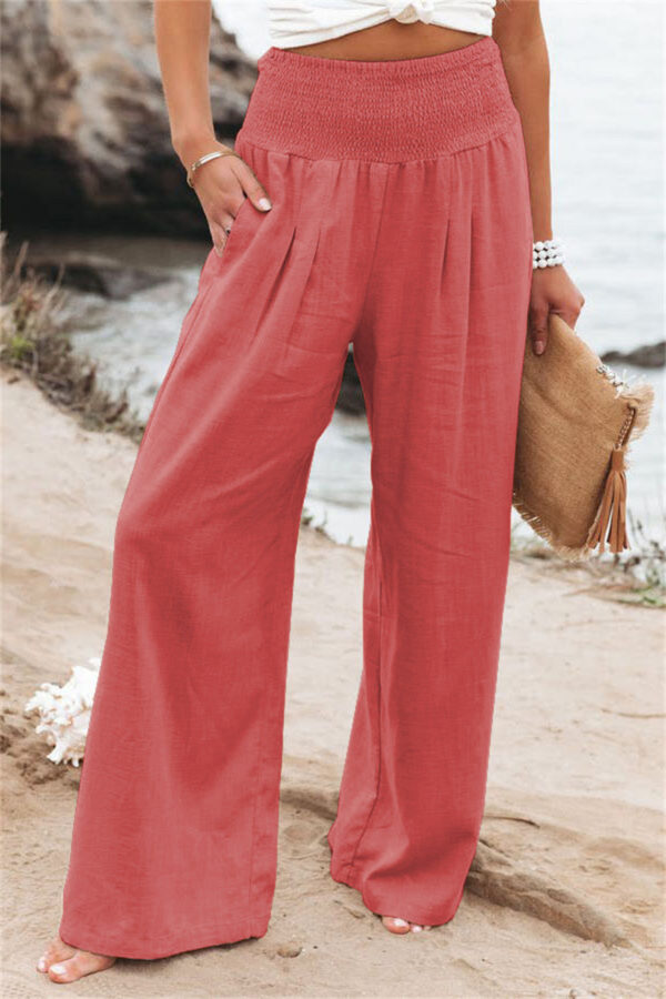 Women's Pants Casual Wide Leg Cotton Linen Loose Trousers - Image 9