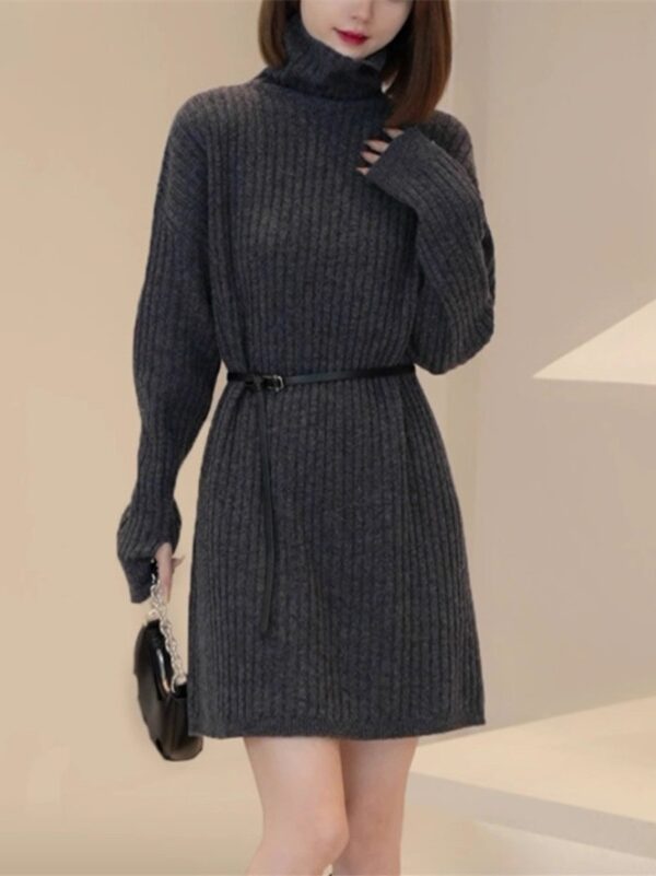 Autumn And Winter Large Size Idle Style Belt Midi Knitted Bottoming Skirt - Image 4