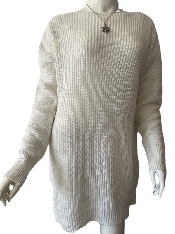 Women's Casual Off-the-shoulder Lantern Sleeve Knitted Sweater Dress - Image 3