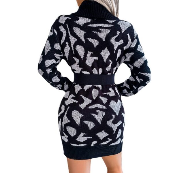 Leopard Print Long Sleeve Bottoming Sweater Dress - Image 6