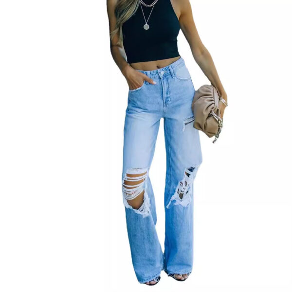 Women's Jeans Ripped Wide Leg Pants - Image 4