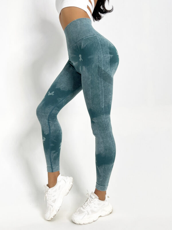 European And American Seamless Peach Yoga Trousers Tie-dye High Waist Hip Lift Sports Fitness - Image 3