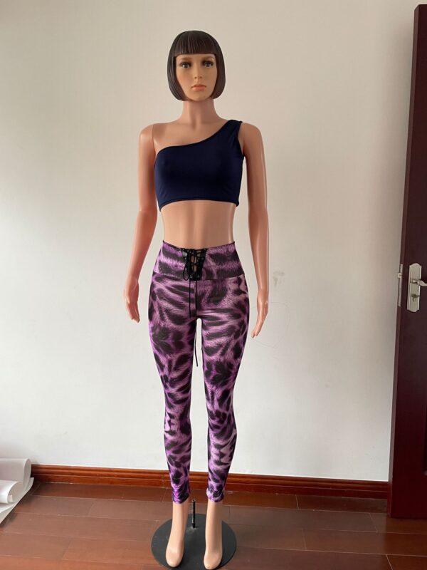 High Waist Lace-up Belly Contracting And Close-fitting Leggings - Image 9