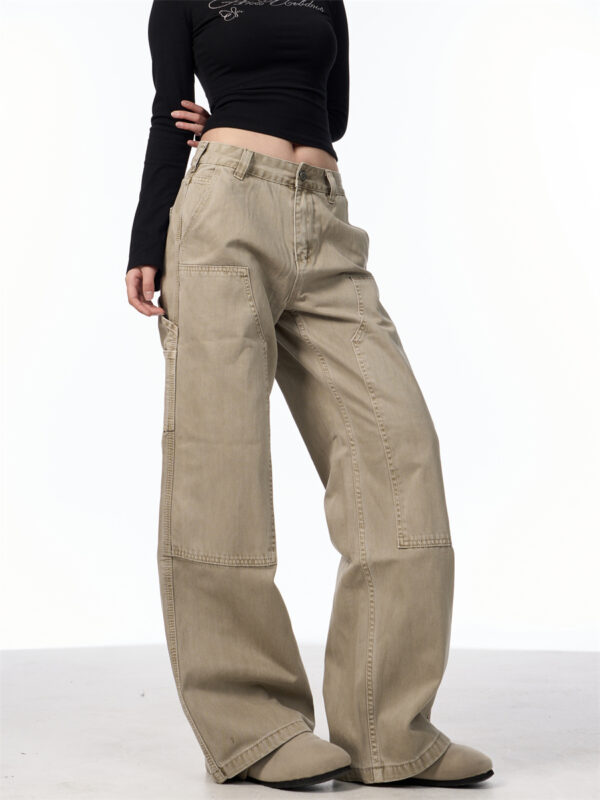Loose Straight Retro High Street Pocket Design Jeans For Women - Image 2