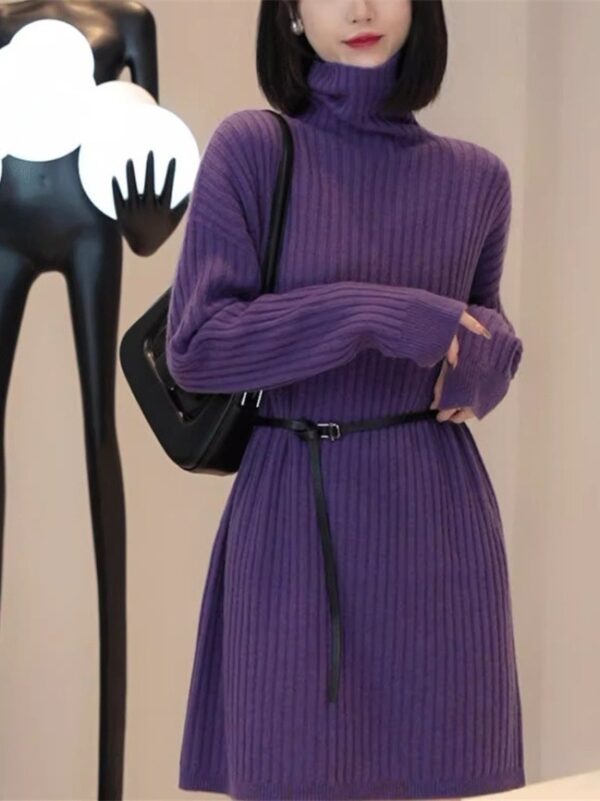 Autumn And Winter Large Size Idle Style Belt Midi Knitted Bottoming Skirt - Image 9