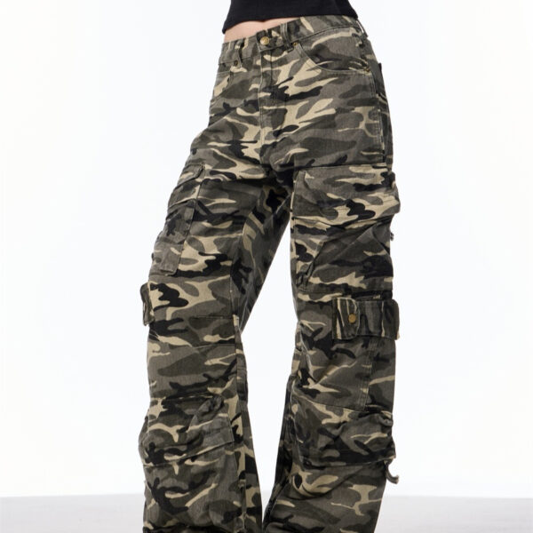 Retro Design Camouflage Cargo Pants Women - Image 7