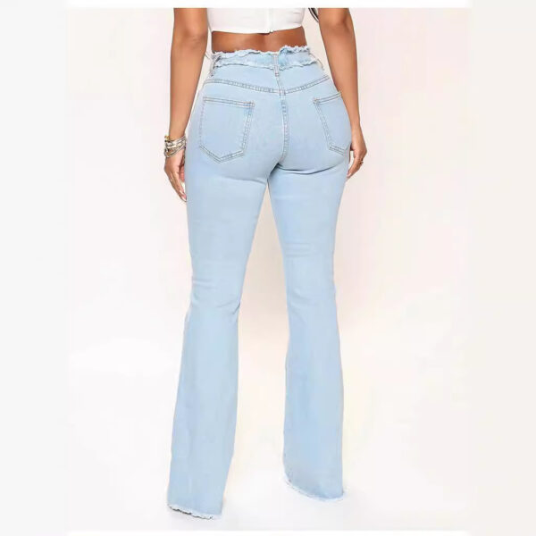 Raw Hem Jeans Women's Plus Size Washed Fringe - Image 4