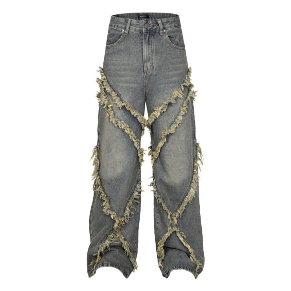Wash Distressed Stitching Jeans With Whiskers Same Style For Men And Women - Image 2