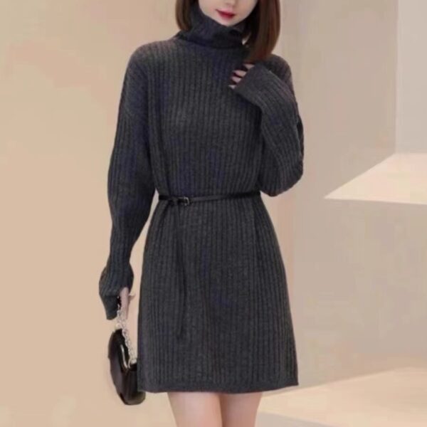 Autumn And Winter Large Size Idle Style Belt Midi Knitted Bottoming Skirt - Image 8
