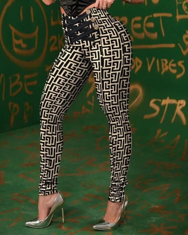Fashion Casual Black Double Breasted Bandage Hip Pants - Image 2