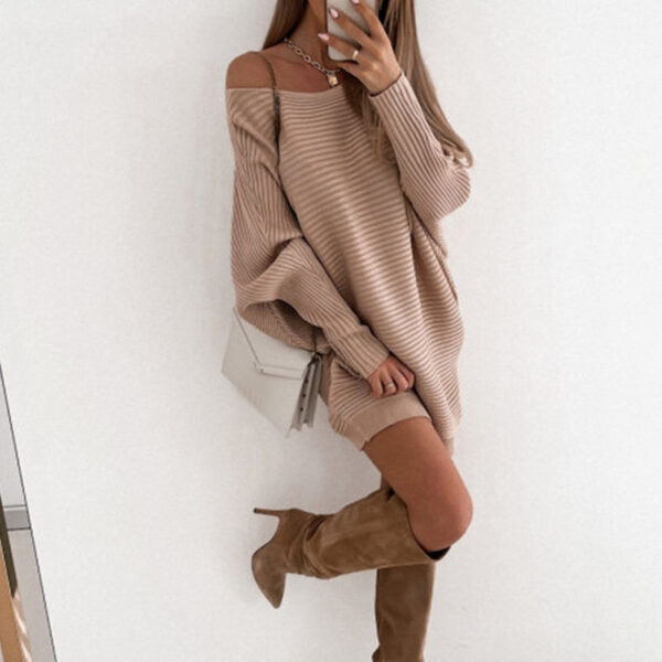 Solid Color Daily Commuter Polyester Dress - Image 5