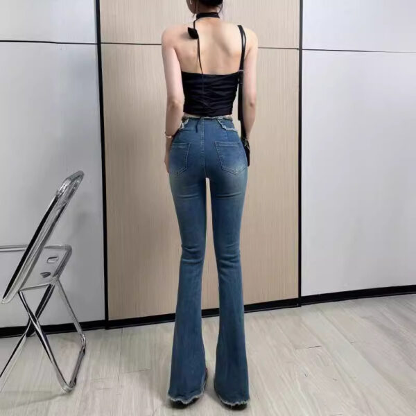 Hot Girl Skinny Jeans Women's Summer Thin Hong Kong Style Retro - Image 2