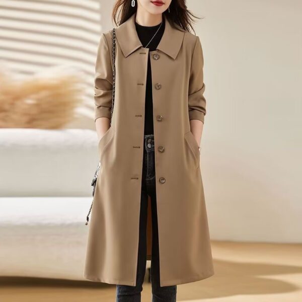 Mid-Length Spring And Autumn New Versatile Trench Thin Coat - Image 5