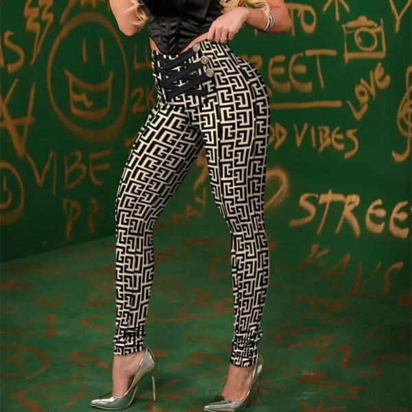 Fashion Casual Black Double Breasted Bandage Hip Pants - Image 8